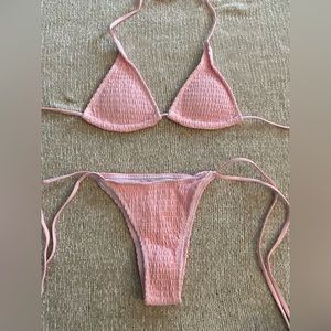 Smocked Triangle Bikini Swimsuit